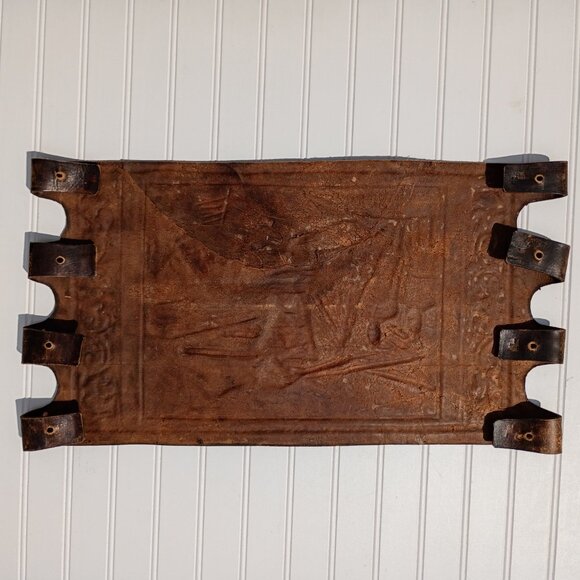 Angel Pazmino Tooled Leather Chair Seat Replacement Parts Warrior with Bow Vtg - Picture 13 of 16